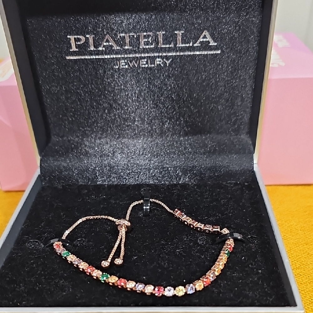 Piatella 18k Plated Gemstone Tennis Bracelet NIB